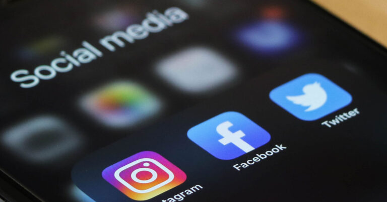 Social media icons on phone